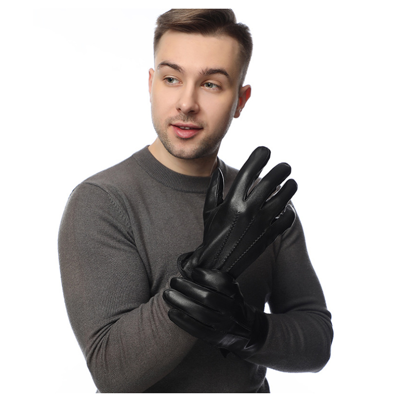 Winter Genuine Sheepskin Leath - Wool Glove Lined ulasan dan harga