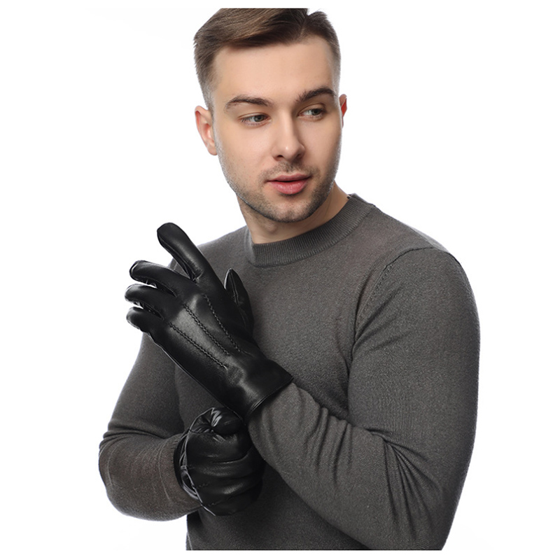 Winter Genuine Sheepskin Leath - Wool Glove Lined ulasan dan harga