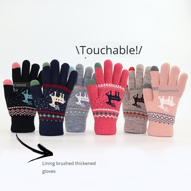 Autumn and Winter Thickened To - Wool Glove Lined ulasan dan harga