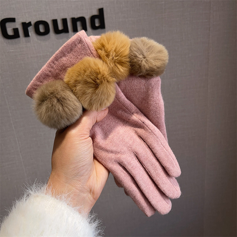 Gloves Women Wool Plaid Fox Fu - Wool Glove Lined ulasan dan harga