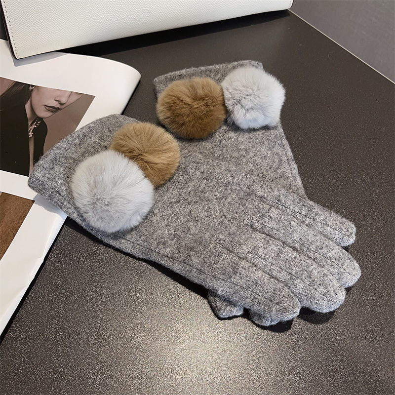 Gloves Women Wool Plaid Fox Fu - Wool Glove Lined ulasan dan harga
