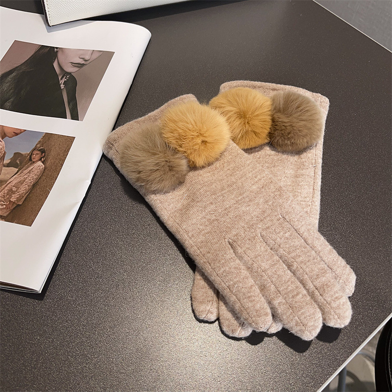Gloves Women Wool Plaid Fox Fu - Wool Glove Lined ulasan dan harga