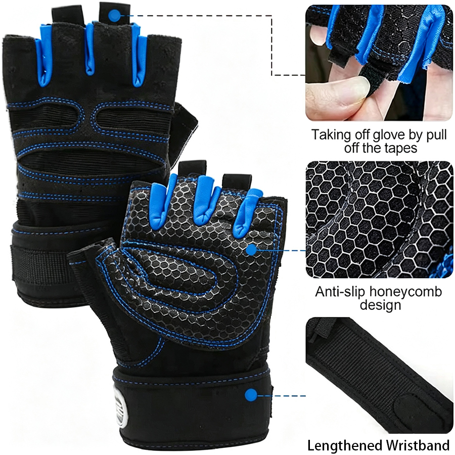 3 Pairs Anti-slip Half Finger  - Workout Glove Gym ulasan dan harga
