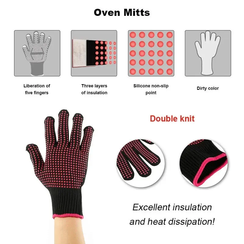 1 Pair Non-Slip Silicone BBQ G - Oven Mitt Silicone ulasan dan harga