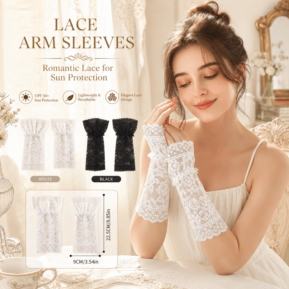 Lace Ruffles Pleated Detachabl - Fingerless Glove Knit ulasan dan harga