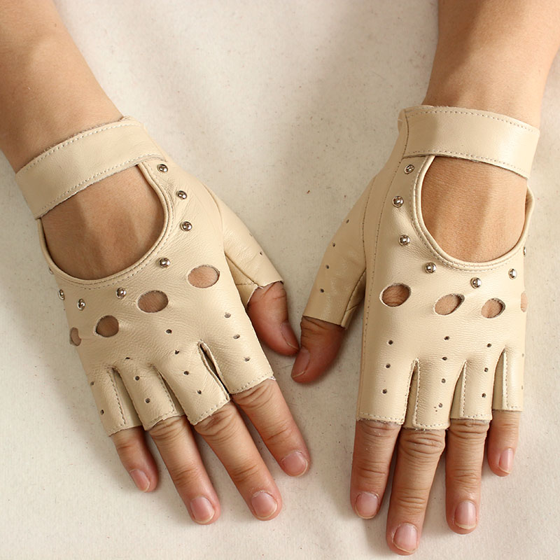 Women's Leather Half Finger Gl - Leather Driving Glove ulasan dan harga