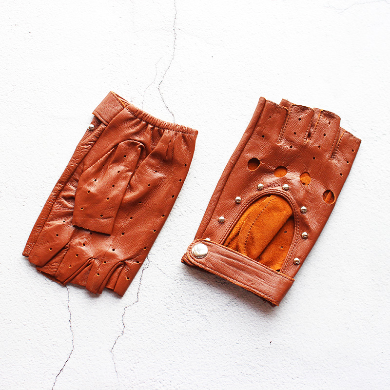 Women's Leather Half Finger Gl - Leather Driving Glove ulasan dan harga