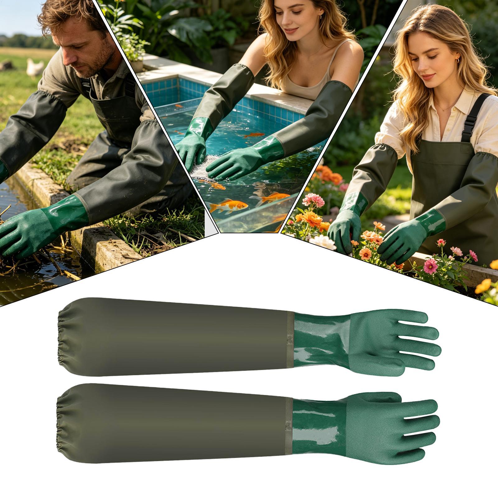 Waterproof Rubber Gloves Long  - Rubber Glove Cleaning ulasan dan harga