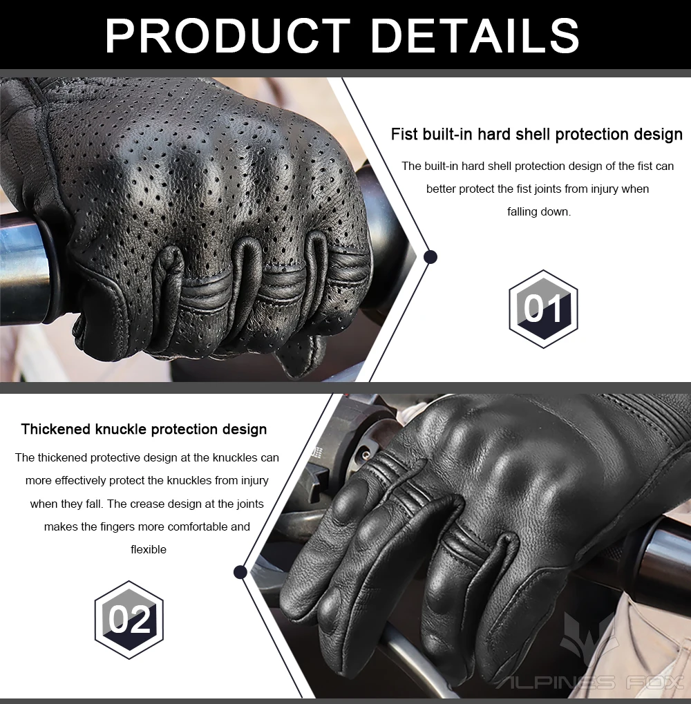 Unisex Vintage Leather Motorcy - Motorcycle Glove Knuckle ulasan dan harga