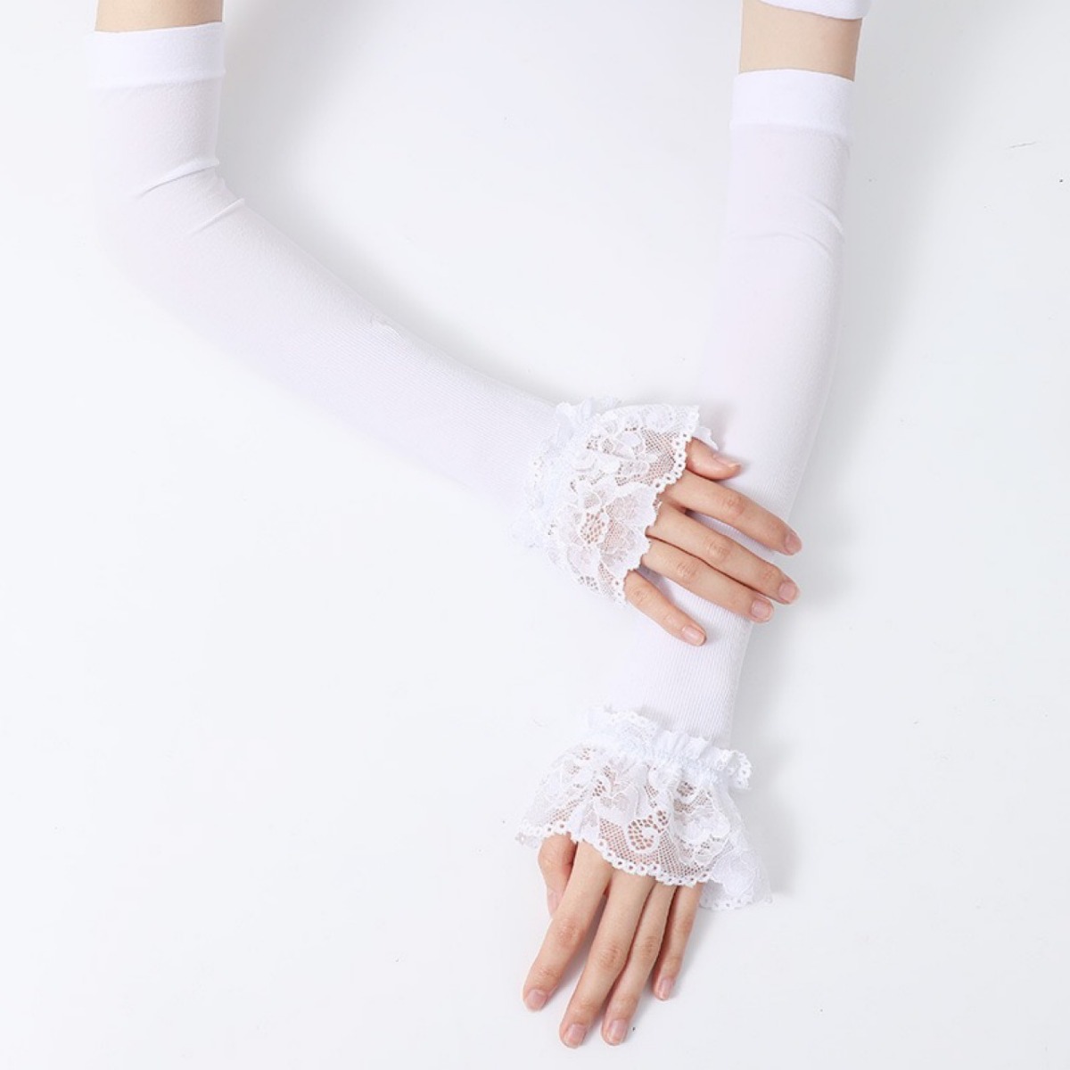 Women Long Elastic Arm Sleeve  - Fingerless Glove Knit ulasan dan harga