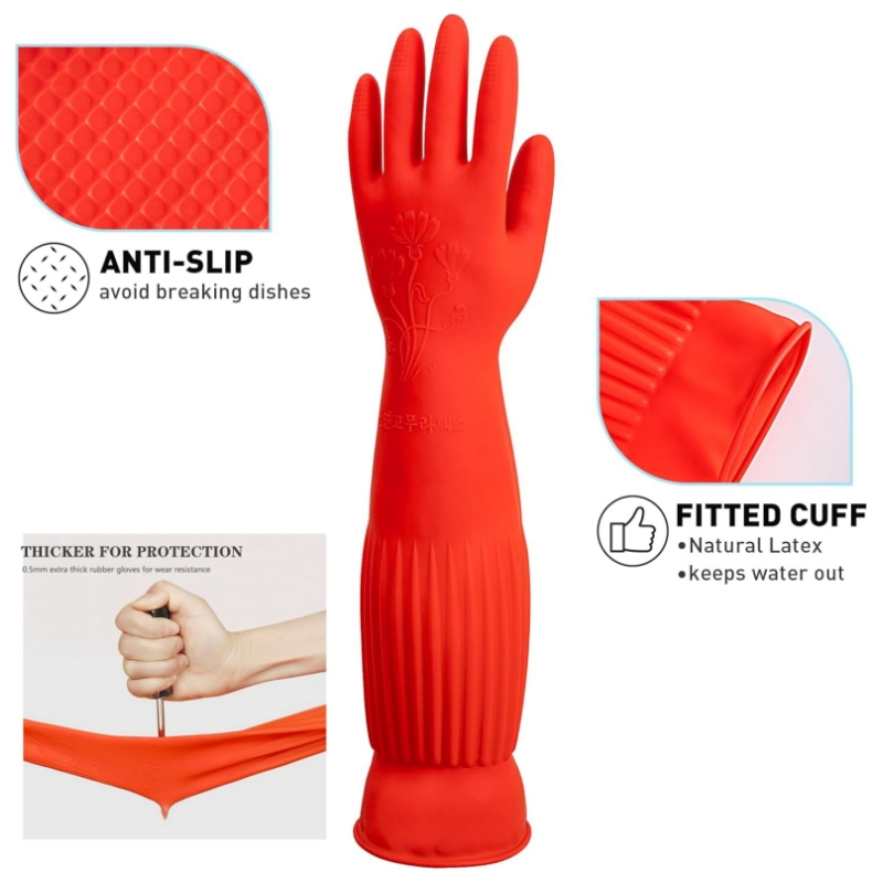 45CM Extra-Long Rubber Cleanin - Dish Glove Rubber ulasan dan harga