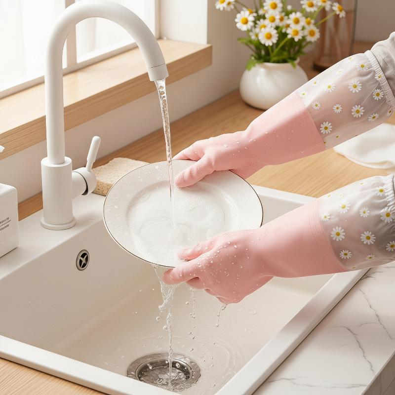 Floral Pattern Household Latex - Rubber Glove Cleaning ulasan dan harga