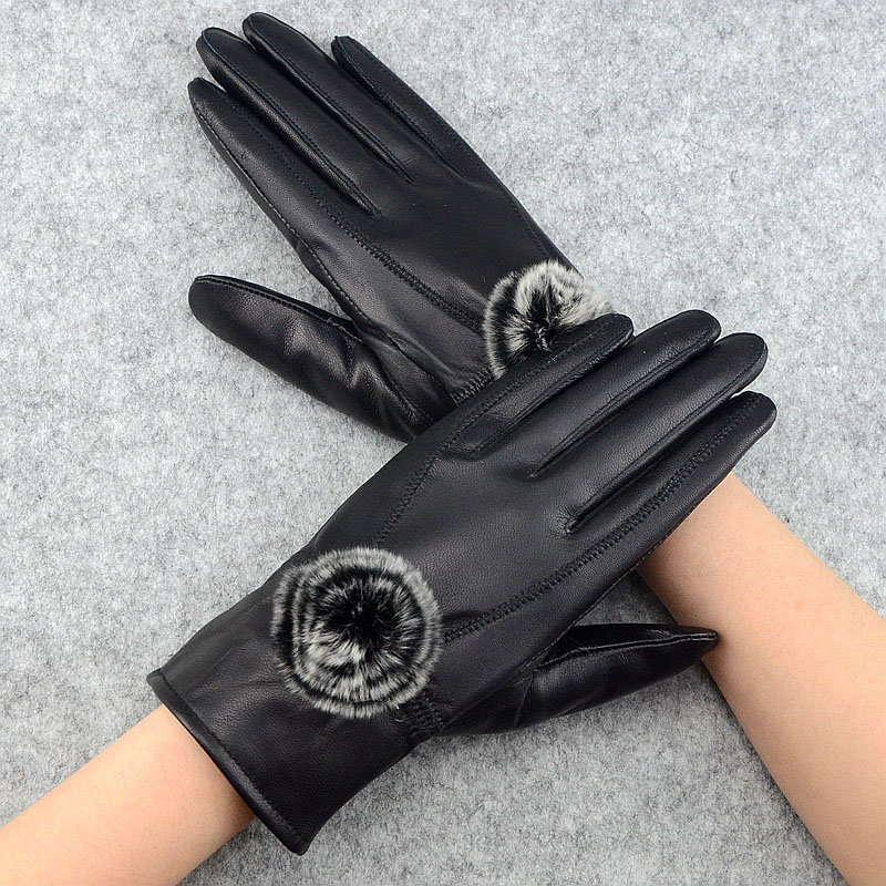 Women Winter Genuine Leather G - Wool Glove Lined ulasan dan harga