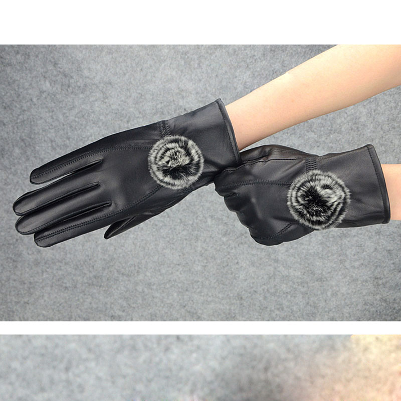 Women Winter Genuine Leather G - Wool Glove Lined ulasan dan harga