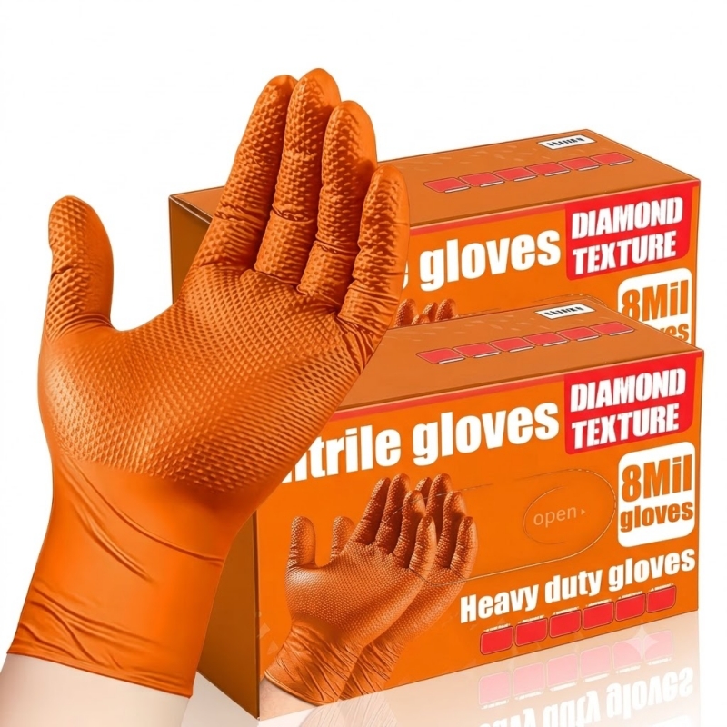 Heavy Duty Orange Nitrile Glov - Nitrile Mechanic Glove ulasan dan harga