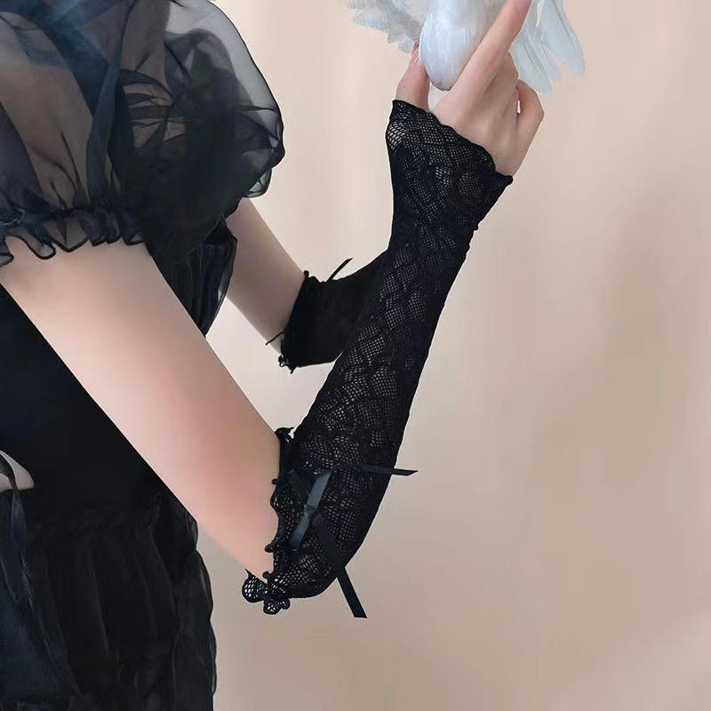 Summer Long Lace Ruffle Mesh F - Fingerless Glove Knit ulasan dan harga