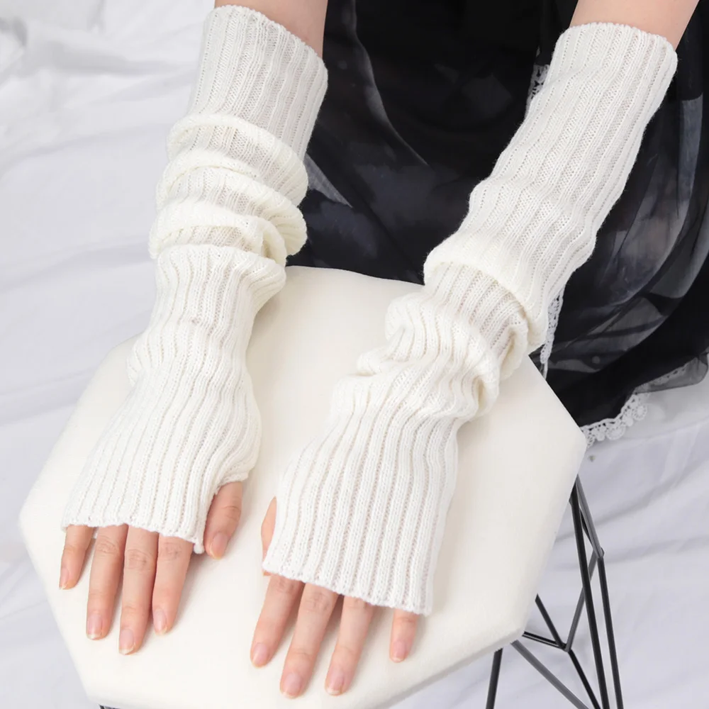 2025 New 52cm Women Knit Arm S - Fingerless Glove Knit ulasan dan harga