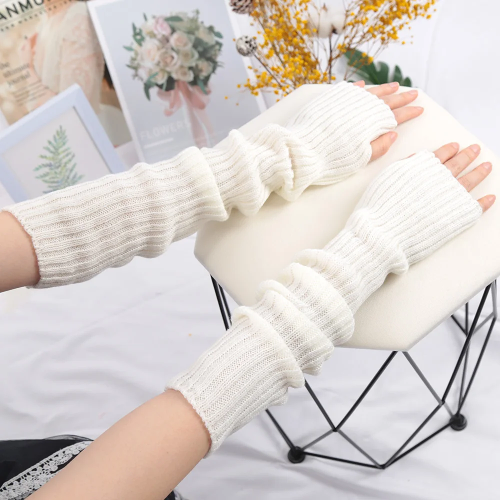 2025 New 52cm Women Knit Arm S - Fingerless Glove Knit ulasan dan harga