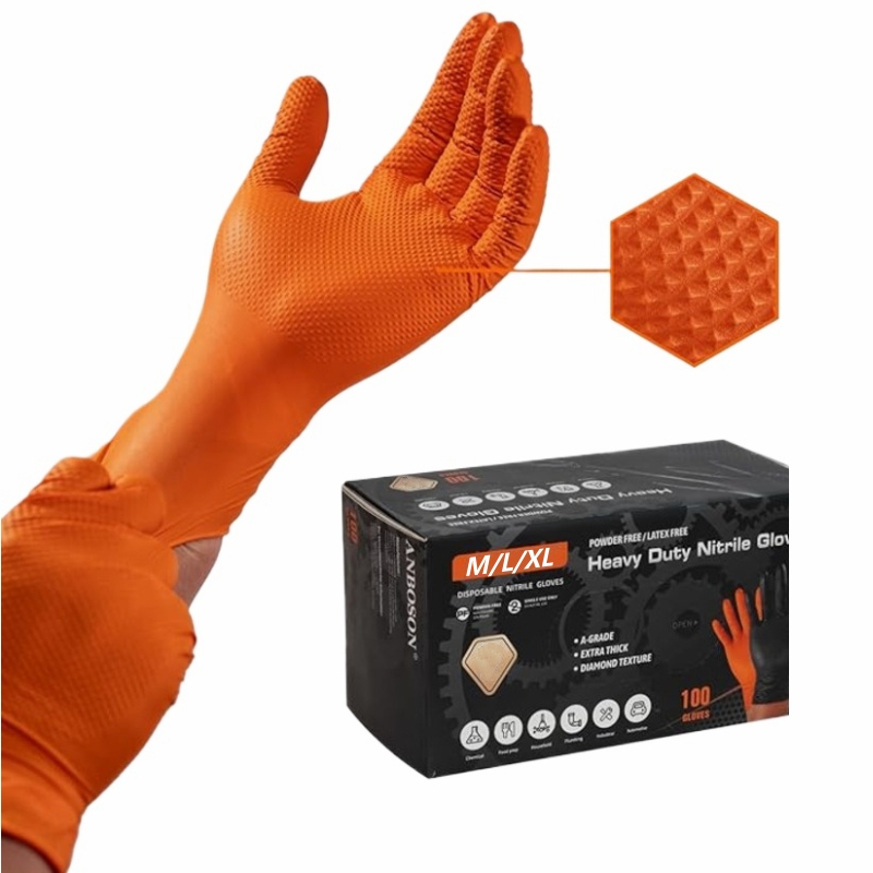 8Mil Heavy Duty Orange Nitrile - Nitrile Mechanic Glove ulasan dan harga