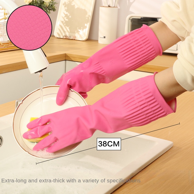 38cm Extra Thick Pink Rubber D - Dish Glove Rubber ulasan dan harga