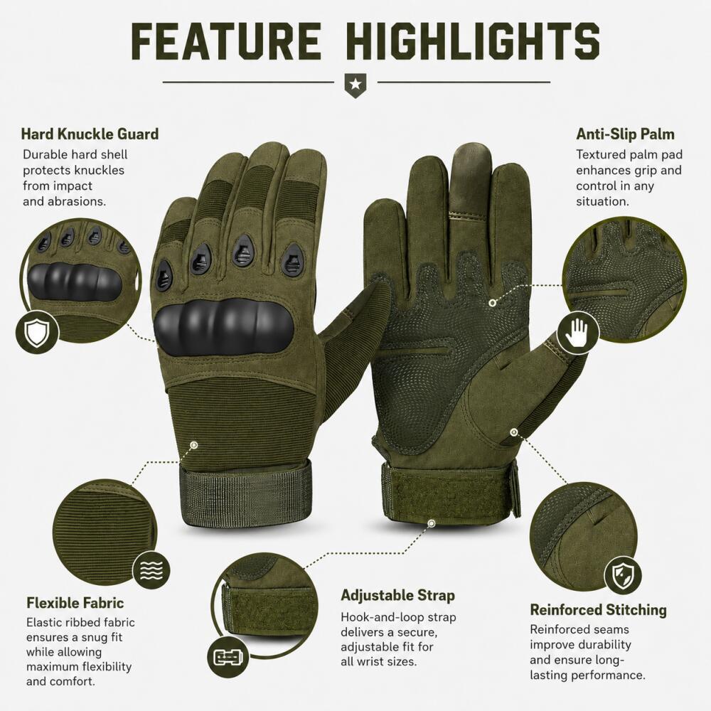Full Finger Tactical Gloves wi - Motorcycle Glove Knuckle ulasan dan harga