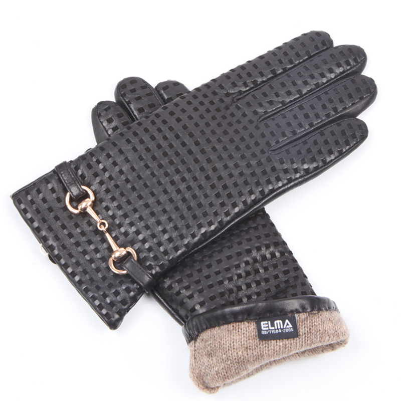 Autumn Winter Real Leather Glo - Wool Glove Lined ulasan dan harga