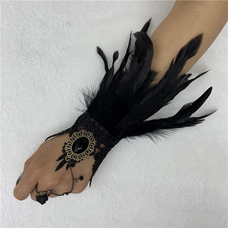 Halloween Feather Lace Gloves  - Motorcycle Glove Knuckle ulasan dan harga