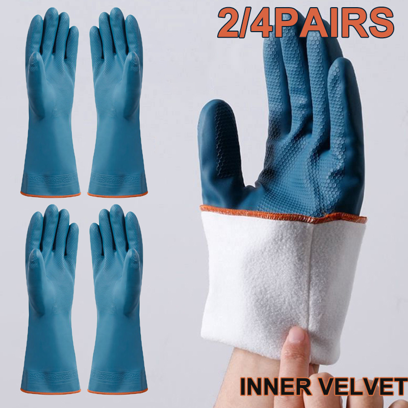 2/4 Pairs Waterproof Gloves wi - Rubber Glove Cleaning ulasan dan harga