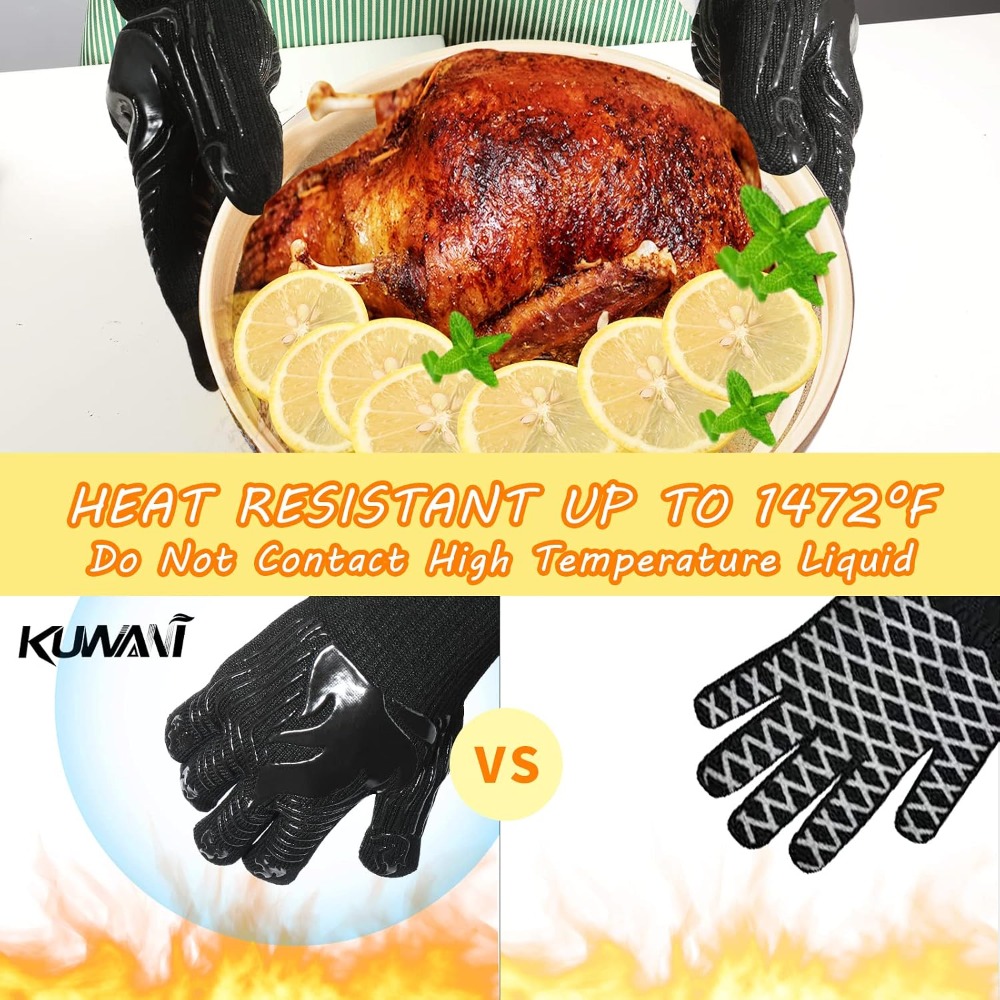 BBQ Gloves, 1472°F Heat Resist - Oven Mitt Silicone ulasan dan harga